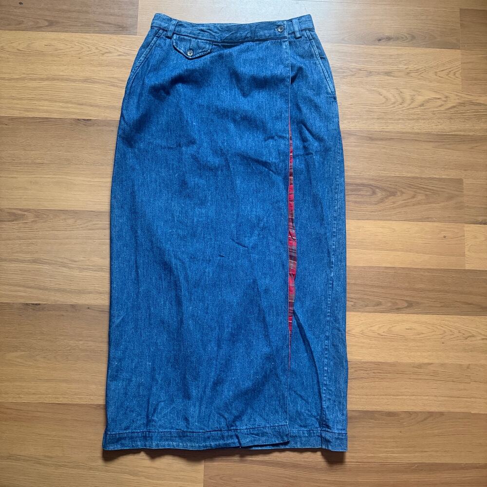 Women's Vintage Polo Ralph Lauren Denim Wrap Maxi Skirt Sz 10 Made in Italy VTG